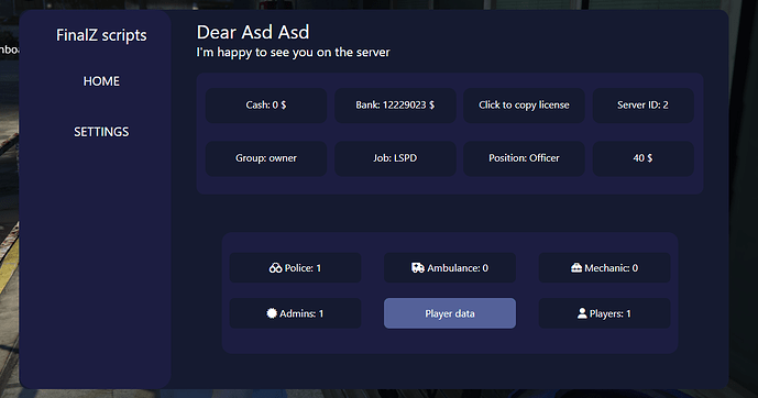 FinalZ dashboard