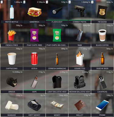 Items Template for Ox_Inventory